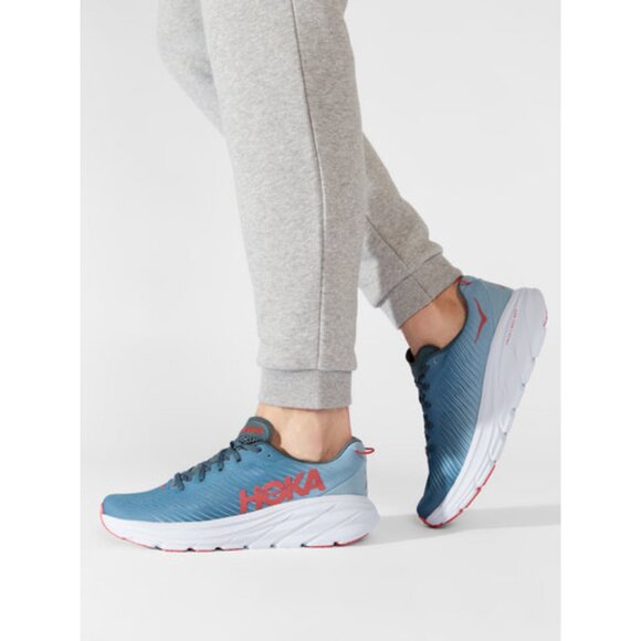 Hoka One One Men's Aqua Blue Red Rincon 3 Mesh Athletic Running Shoes Size 12D